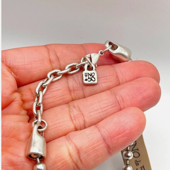 NWT Uno De 50 Statement Multi Charms Beaded Dangle Keys Pearl Silver Charm Chain - Picture 14 of 16